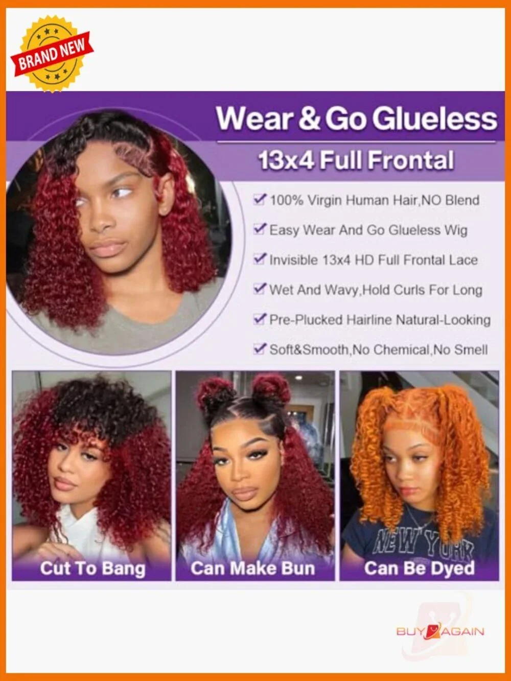 Deep Wave BOB Lace Front Wig Human Hair Glueless Wear Go 14in